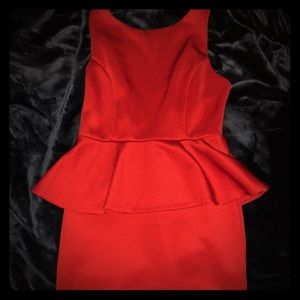V-back red peplum dress ♥️